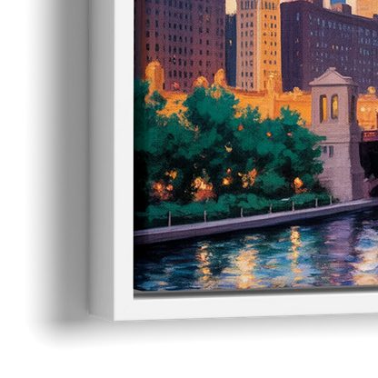 Chicago Marina City Towers Panorama - Close-Up White Frame Canvas