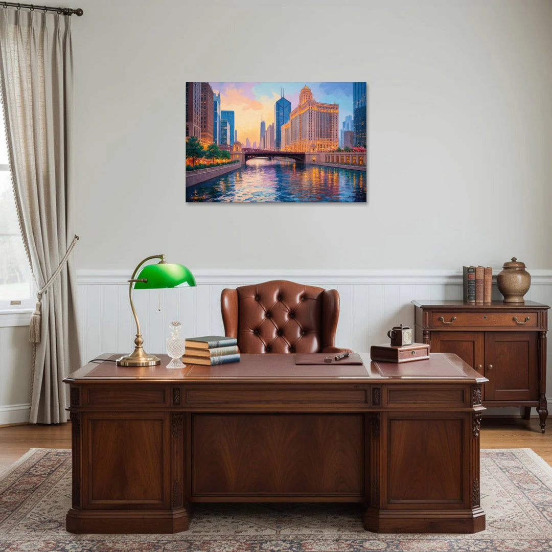 Chicago Merchandise Mart from the River - Canvas Wall Art - Office - 36x24