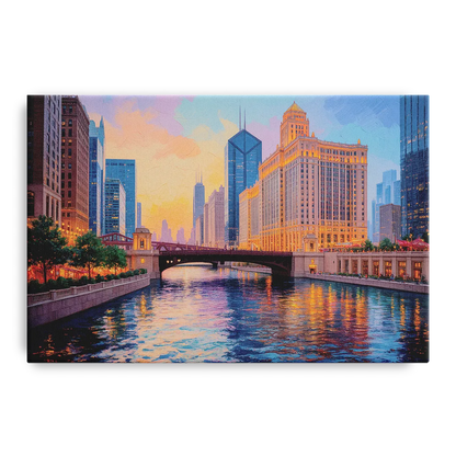 Chicago Merchandise Mart from the River - Canvas Wall Art