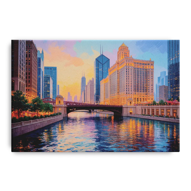 Chicago Merchandise Mart from the River Front - Canvas Wall Art