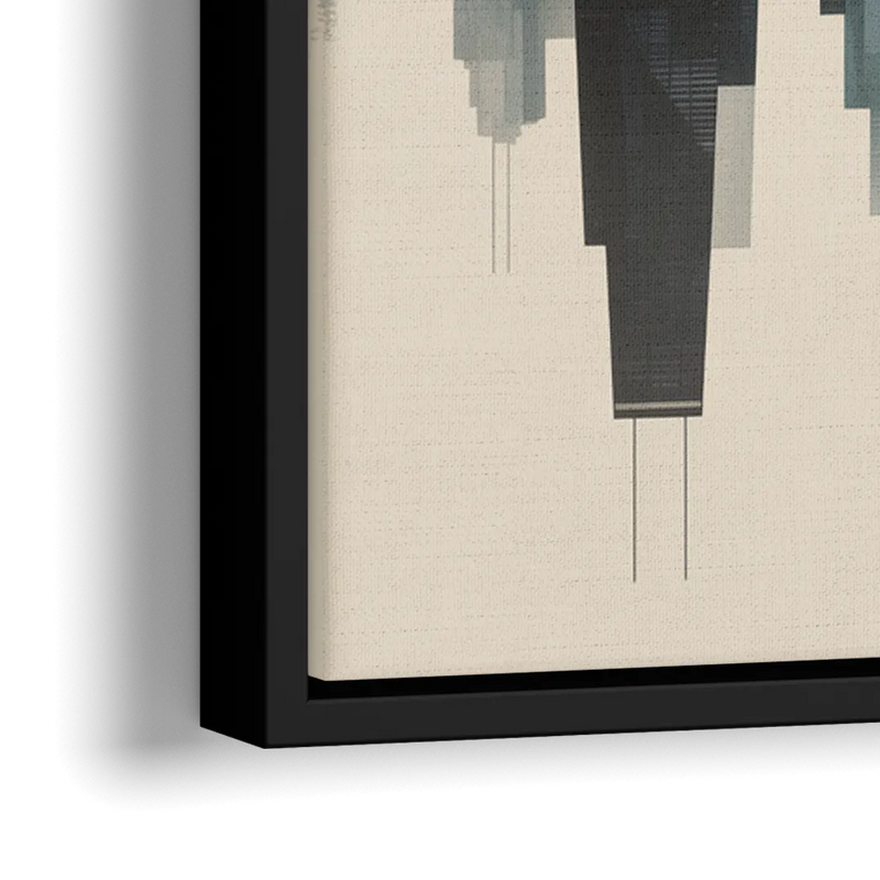 Chicago Metallic Skyline Outline - Close-Up Black Frame Canvas
