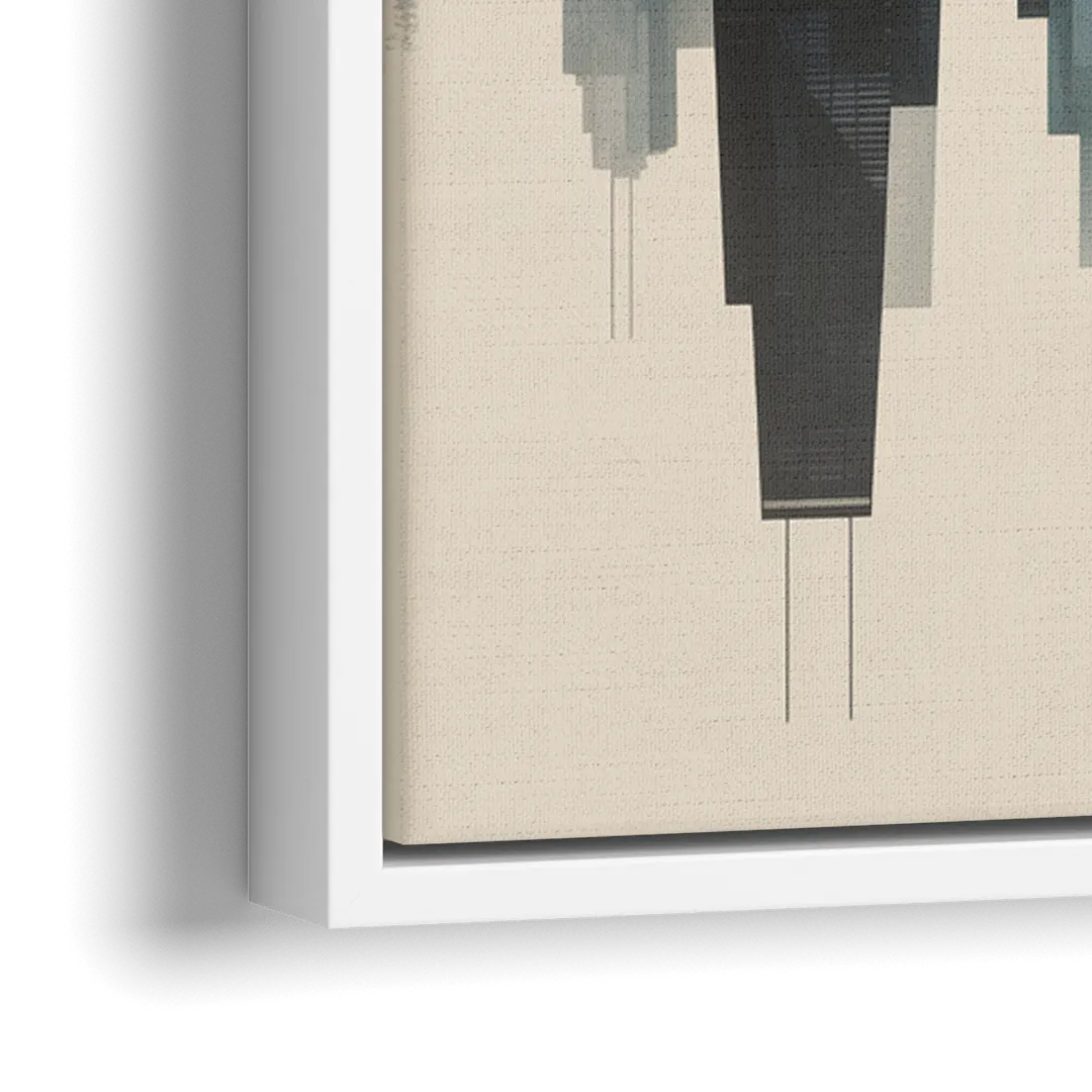 Chicago Metallic Skyline Outline - Close-Up White Frame Canvas