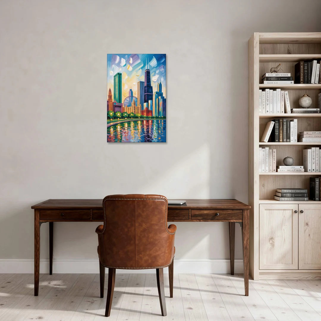 Chicago Minimal Line Art Skyline - Canvas Wall Art - Office - 20x30