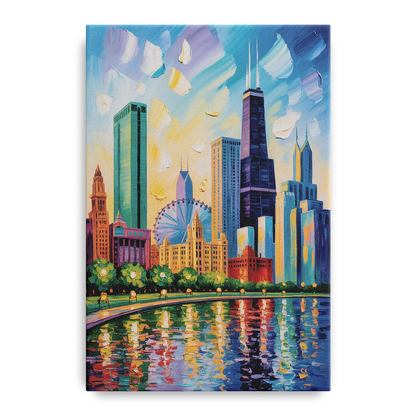 Chicago Minimal Line Art Skyline - Canvas Wall Art