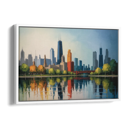 Chicago Museum Campus Skyline Side - White Canvas Wall Art