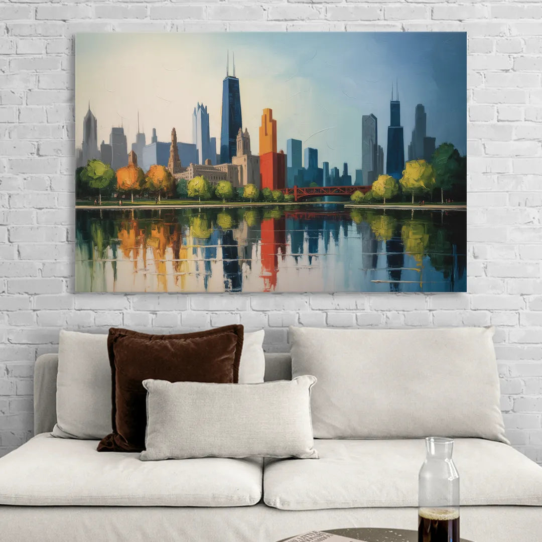 Chicago Museum Campus Skyline Sitting Room - Canvas Wall Art