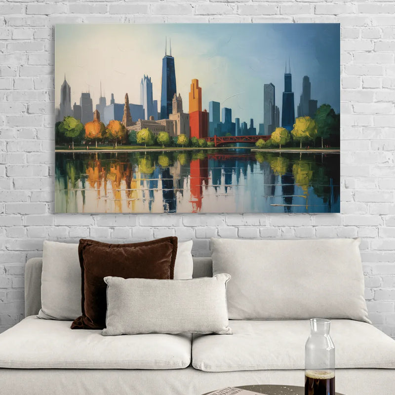 Chicago Museum Campus Skyline Sitting Room - Canvas Wall Art