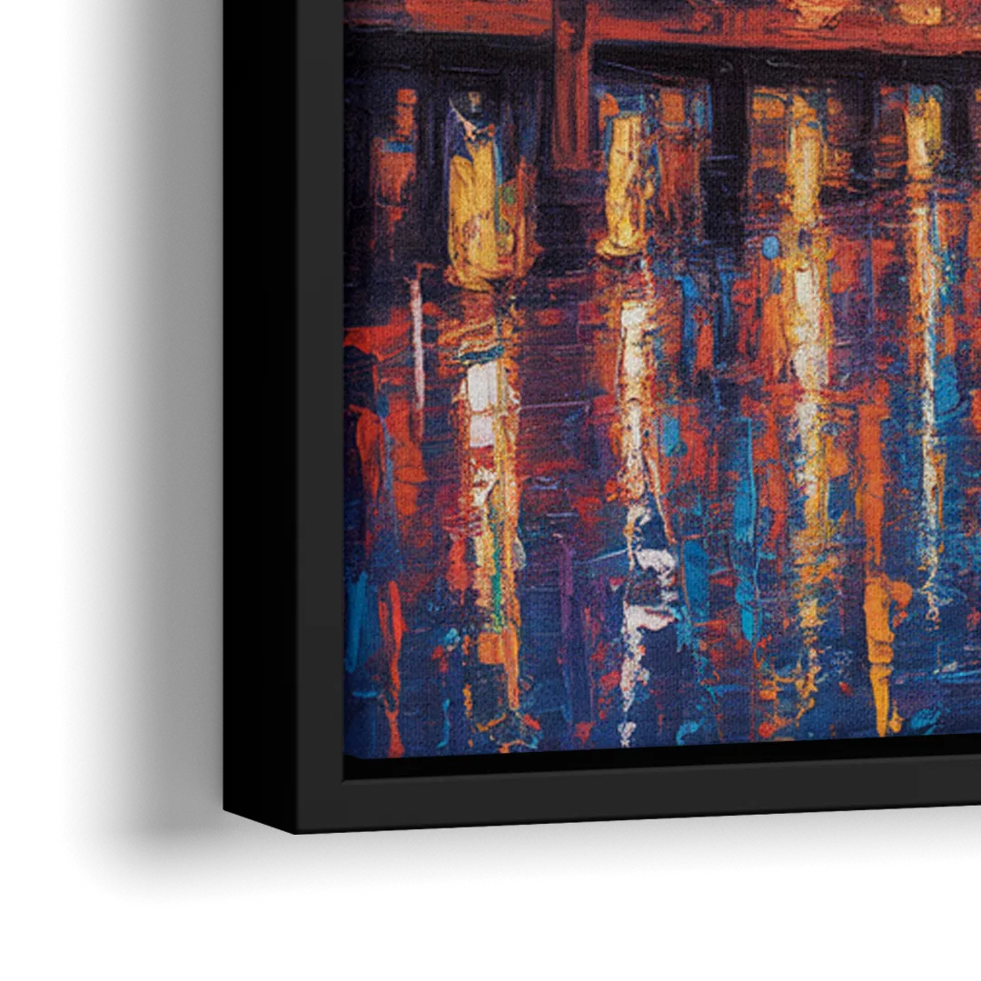 Chicago Navy Pier Fireworks Reflections - Close-Up Black Frame Canvas