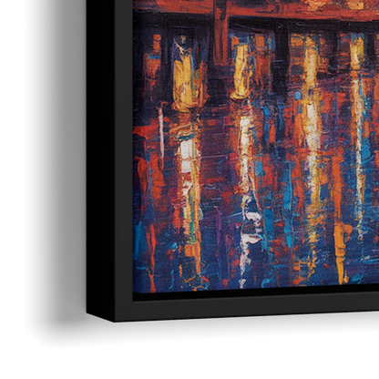 Chicago Navy Pier Fireworks Reflections - Close-Up Black Frame Canvas