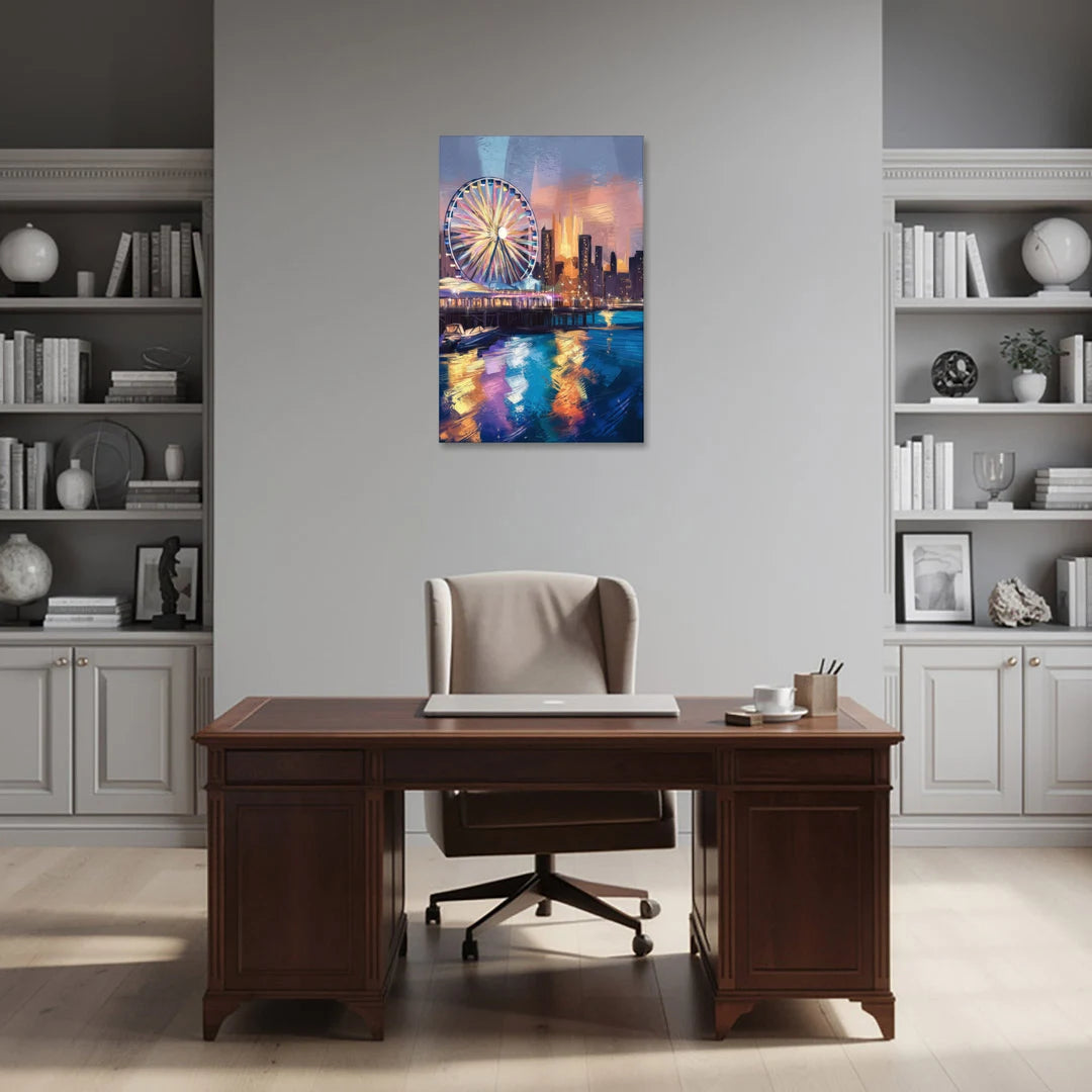Chicago Navy Pier View - Canvas Wall Art - Office - 24x36