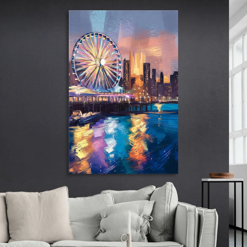 Chicago Navy Pier View Living Room - Canvas Wall Art