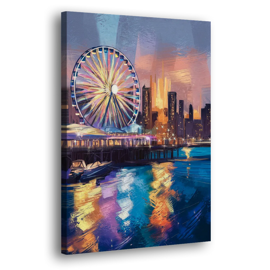 Chicago Navy Pier View Side - Canvas Wall Art
