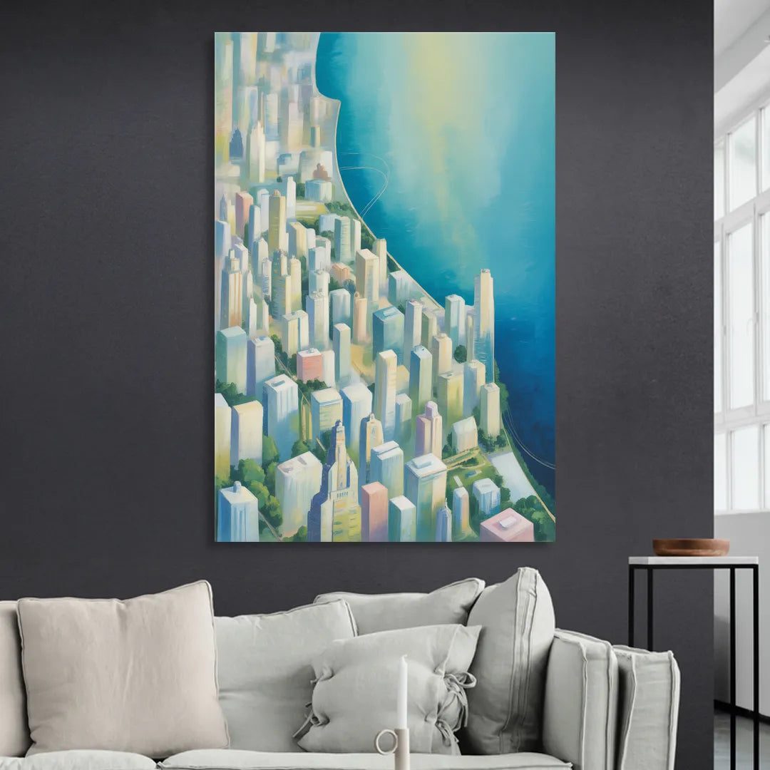 Chicago Neighborhoods Typographic Map Sitting Room - Canvas Wall Art