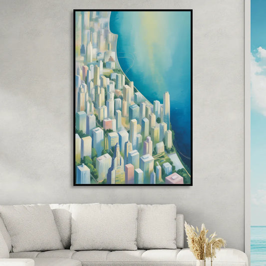 Chicago Neighborhoods Typographic Map Living Room - Black Canvas Wall Art