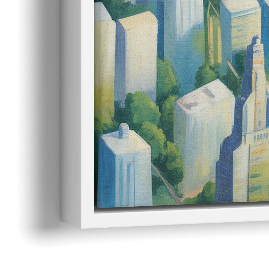 Chicago Neighborhoods Typographic Map - Close-Up White Frame Canvas