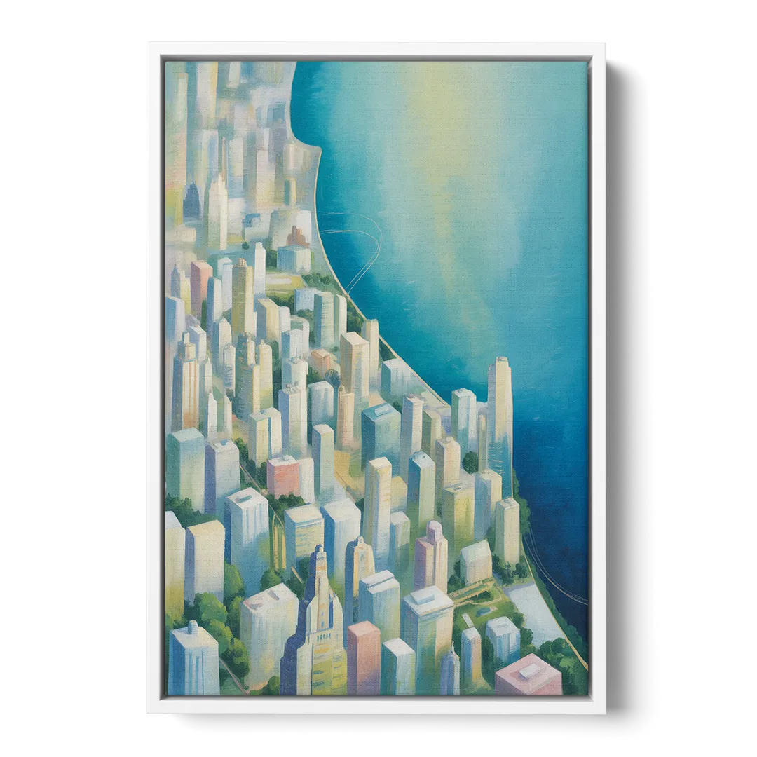 Chicago Neighborhoods Typographic Map Front - White Canvas Wall Art