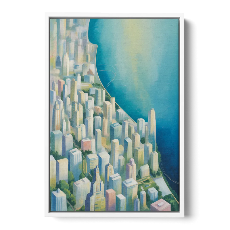 Chicago Neighborhoods Typographic Map Front - White Canvas Wall Art