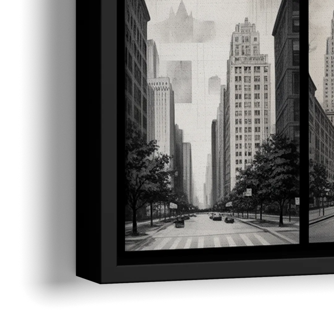 Chicago Nine Neighborhoods Grid - Close-Up Black Frame Canvas