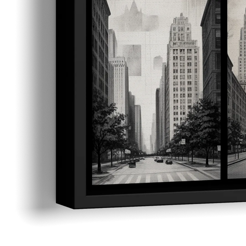 Chicago Nine Neighborhoods Grid - Close-Up Black Frame Canvas