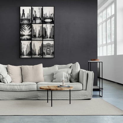 Chicago Nine Neighborhoods Grid - Canvas Wall Art Living Room