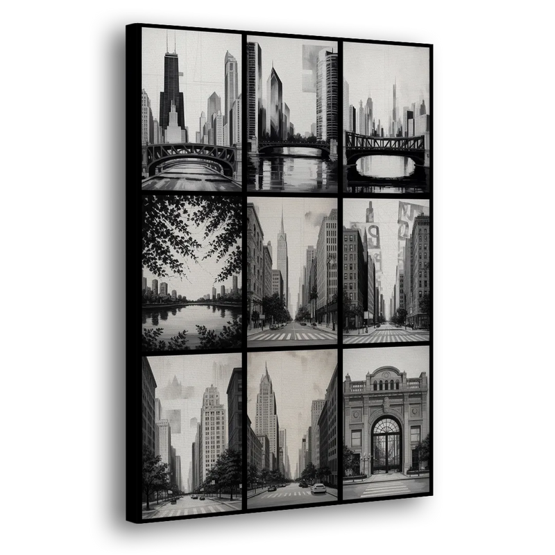 Chicago Nine Neighborhoods Grid - Canvas Print Art Sides