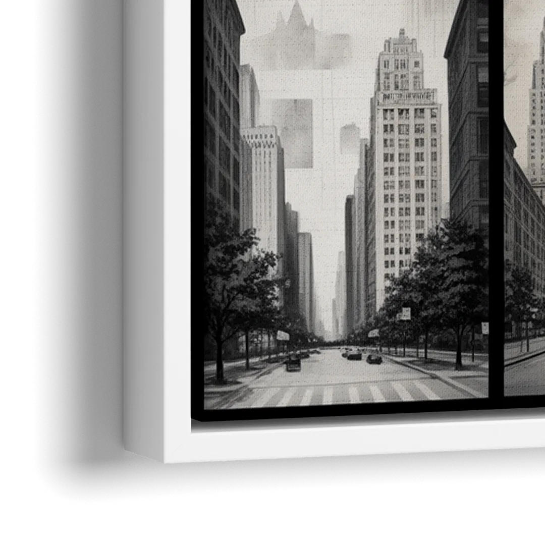 Chicago Nine Neighborhoods Grid - Close-Up White Frame Canvas