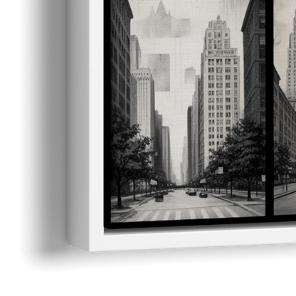 Chicago Nine Neighborhoods Grid - Close-Up White Frame Canvas