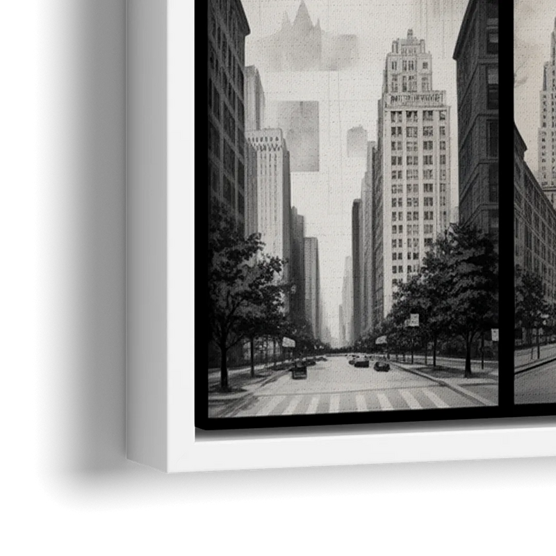 Chicago Nine Neighborhoods Grid - Close-Up White Frame Canvas