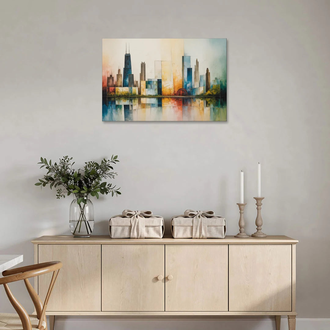 Chicago Retro Travel Poster - Canvas Wall Art - Coffee Table - 36x24