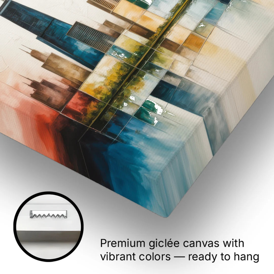 Chicago Retro Travel Poster - Canvas Wall Art - Gallery Wrap Corner
