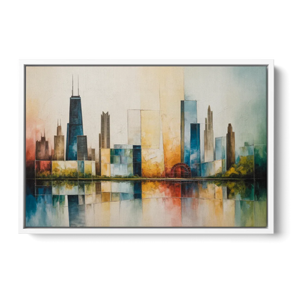 Chicago Retro Travel Poster Front - White Canvas Wall Art