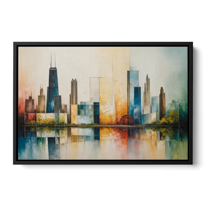 Chicago Retro Travel Poster Front - Black Canvas Wall Art