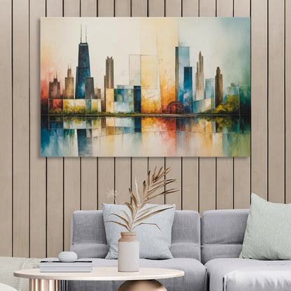 Chicago Retro Travel Poster Living Room - Canvas Wall Art
