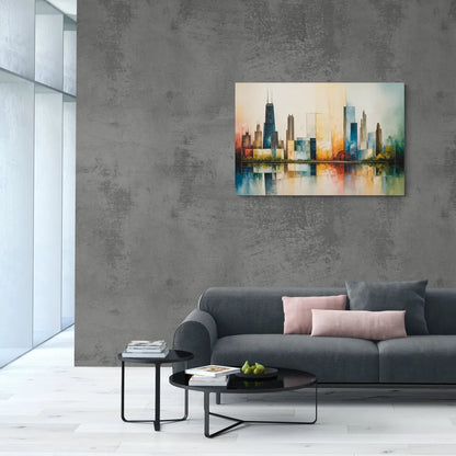 Chicago Retro Travel Poster - Canvas Wall Art Living Room