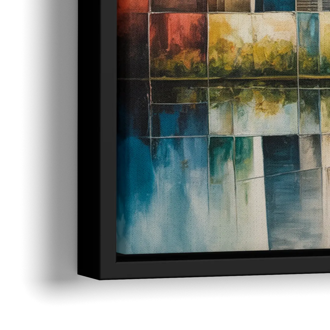 Chicago Retro Travel Poster - Close-Up Black Frame Canvas