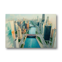 Chicago River Abstract Map - Canvas Wall Art - Front