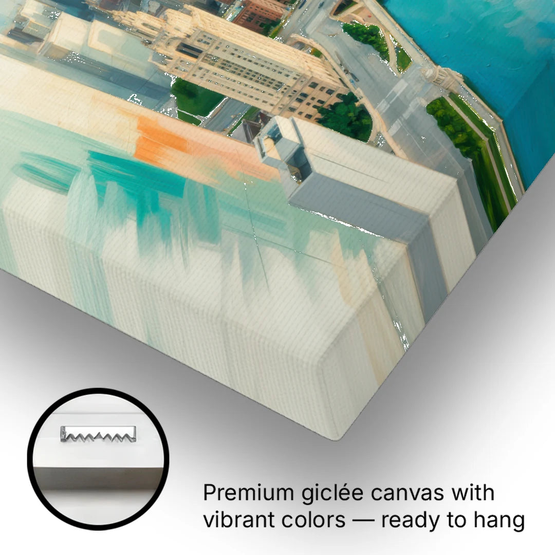 Chicago River Abstract Map - Canvas Wall Art - Gallery Wrap Corner