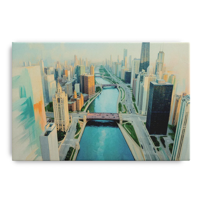 Chicago River Abstract Map - Canvas Wall Art