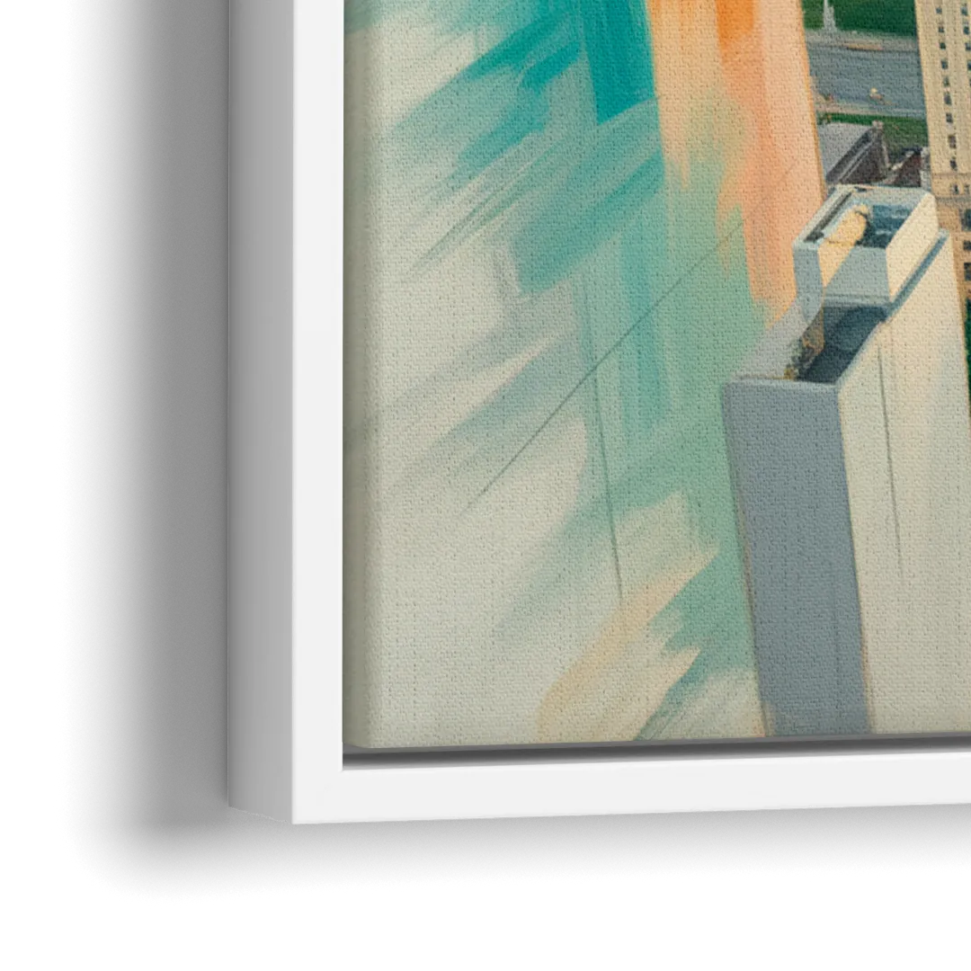 Chicago River Abstract Map - Close-Up White Frame Canvas