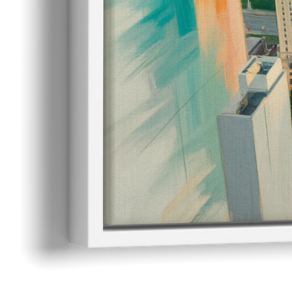 Chicago River Abstract Map - Close-Up White Frame Canvas