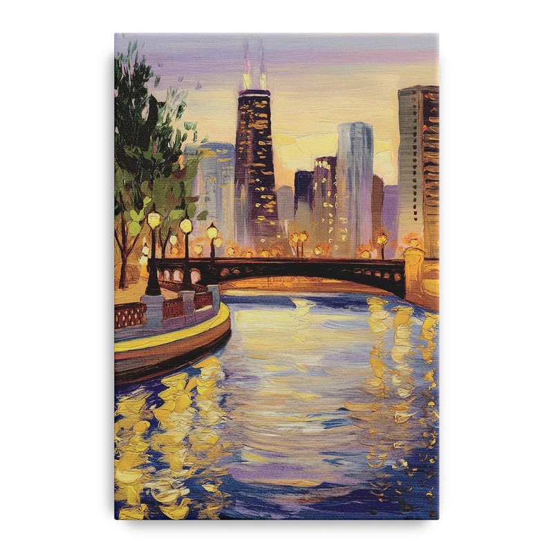 Chicago Riverwalk Charm Front - Canvas Wall Art