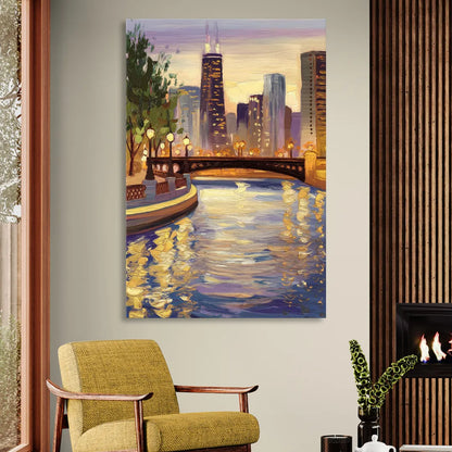 Chicago Riverwalk Charm Sitting Room - Canvas Wall Art