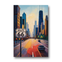 Chicago Route 66 Begins Here - Canvas Wall Art - Front