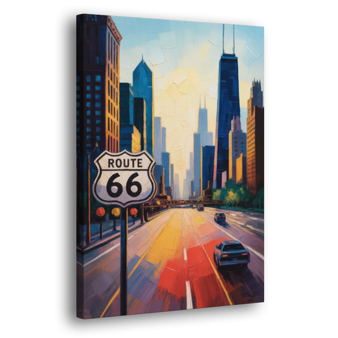 Chicago Route 66 Begins Here - Canvas Wall Art - Side