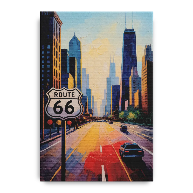 Chicago Route 66 Begins Here Front - Canvas Wall Art