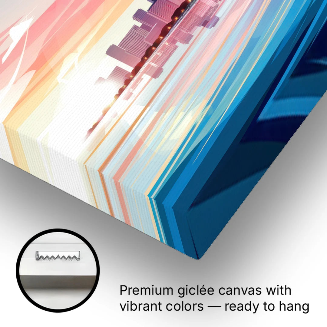 Chicago Skyline At Sunset - Canvas Wall Art - Gallery Wrap Corner