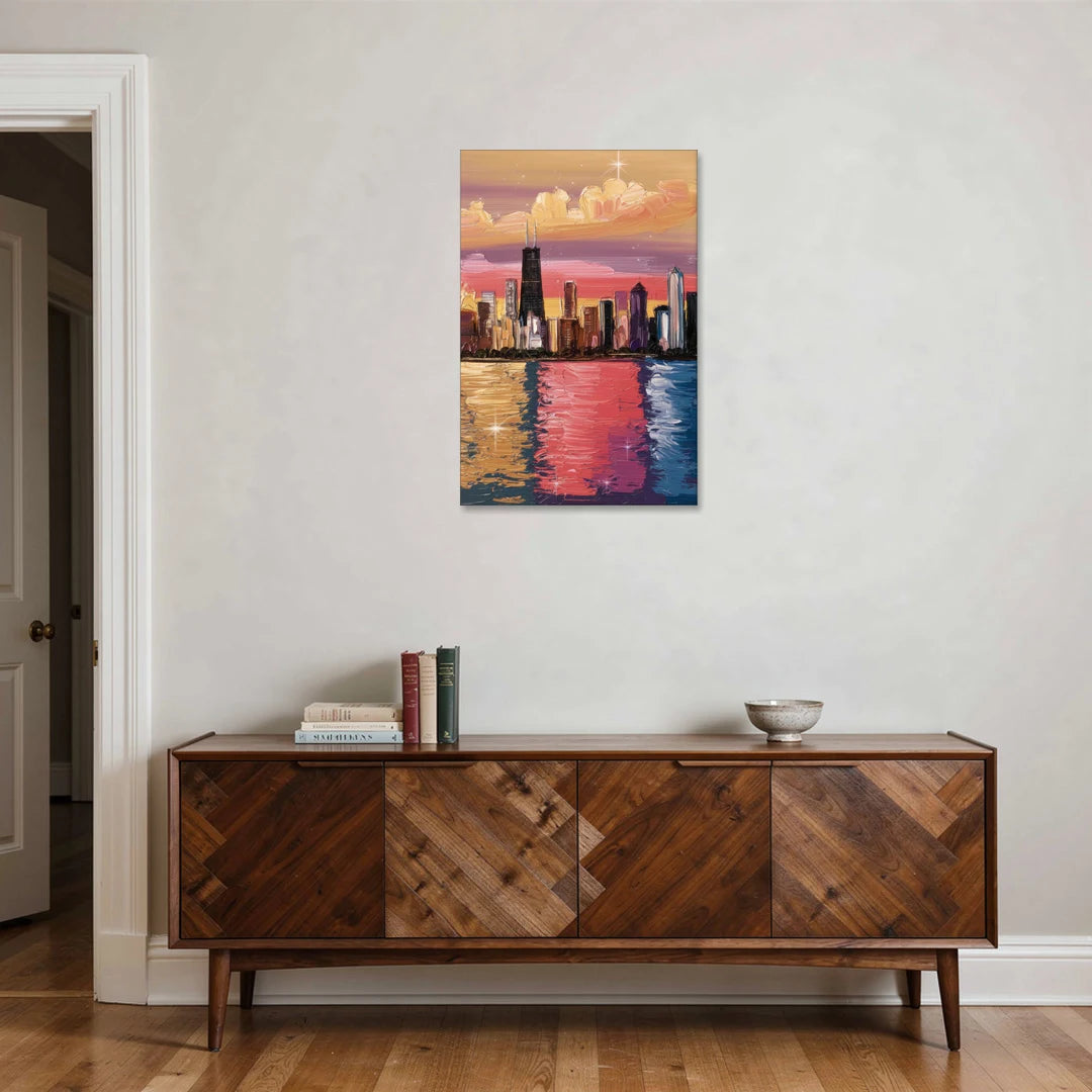 Chicago Skyline Reflections - Canvas Wall Art - Coffee Table - 24x36
