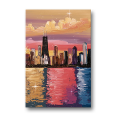 Chicago Skyline Reflections - Canvas Wall Art - Front