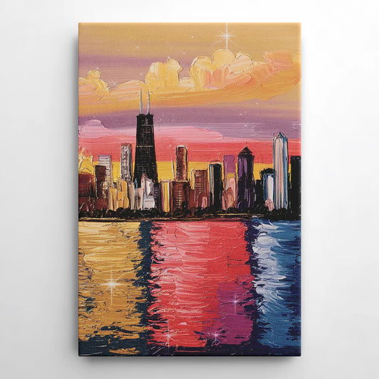 Chicago Skyline Reflections - Canvas Wall Art