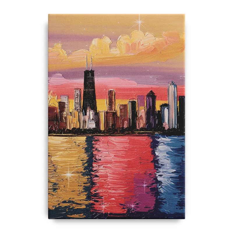 Chicago Skyline Reflections Front - Canvas Wall Art